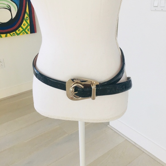 GUCCI WOMEN BELT PATENT LEATHER BLACK  GOLD SIZE 105 main image 2